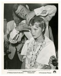 4b746 ROSEMARY'S BABY candid 8x10 still '68 Mia Farrow getting her hair cut by Vidal Sassoon!