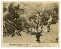 4b822 TEENAGERS FROM OUTER SPACE 8x10 still '59 c/u of men pointing guns at giant crab monster!