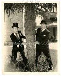 4b848 TIED FOR LIFE 8x10 still '33 Harry Langdon & Vernon Dent chasing each other around tree!