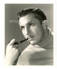 4b894 VINCENT PRICE 8x10 still '40s super young head & shoulders portrait smoking a pipe!
