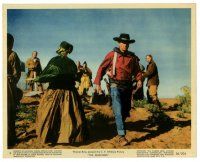 4b046 SEARCHERS color 8x10 still #9 '56 c/u of John Wayne walking away from funeral, John Ford