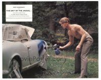 4b014 DAY OF THE JACKAL color English FOH LC '73 Fred Zinnemann classic, Edward Fox painting car!