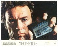 4b019 ENFORCER 8x10 mini LC #2 '76 super close up of Clint Eastwood as Dirty Harry with badge!