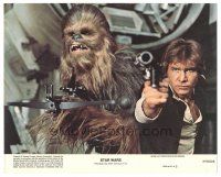 4b049 STAR WARS 8x10 mini LC '77 great close up of Harrison Ford as Han Solo with Chewbacca!