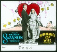 4e042 BLUEBEARD'S 8th WIFE glass slide '23 bride Gloria Swanson & groom Huntley Gordon!