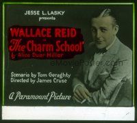 4e052 CHARM SCHOOL glass slide '21 great close up smoking portrait of Wallace Reid!
