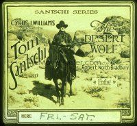 4e058 DESERT WOLF glass slide '21 cool image of cowboy Tom Santschi on horseback!