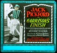 4e069 GARRISON'S FINISH glass slide '23 great full-length image of horse jockey Jack Pickford!