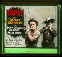 4e073 GOLD GRABBERS glass slide '22 great image of Shorty Hamilton w/flute & cowboy Al Hart!