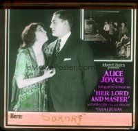4e082 HER LORD & MASTER glass slide '21 romantic close up of Alice Joyce & Holmes Herbert!