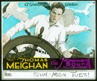 4e083 HOMEWARD BOUND glass slide '23 cool artwork of Thomas Meighan at ship's wheel!