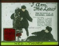 4e085 I AM THE LAW glass slide '22 Harlan & Glass fight over the same woman, James Oliver Curwood