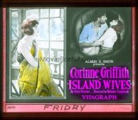 4e087 ISLAND WIVES glass slide '22 Corinne Griffith leaves Tahiti and marries a San Francisco man!