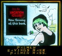 4e089 JOIN THE VACATION CLUB glass slide '20s great artwork, now forming at this bank!