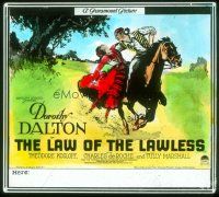 4e096 LAW OF THE LAWLESS glass slide '23 Dorothy Dalton & her gypsy lover who purchased her!