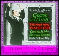 4e106 MAN WHO PLAYED GOD pink style glass slide '22 full-length close up of George Arliss!