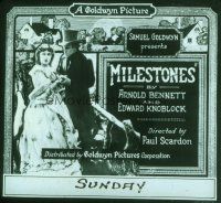 4e111 MILESTONES glass slide '20 Lewis Stone, from a play by Arnold Bennett & Edward Knoblock!