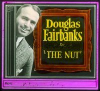 4e115 NUT glass slide '21 great smiling close up of star/director/writer Douglas Fairbanks Sr.!
