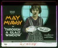 4e149 THROUGH A GLASS WINDOW glass slide '22 great close up of May McAvoy with refreshments!