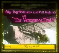 4e157 VENGEANCE TRAIL glass slide R20s cool c/u of Big Boy Williams & Will Rogers Jr. in airplane!