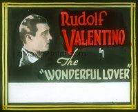 4e165 WONDERFUL LOVER glass slide '22 great profile portrait of Rudolph Valentino!
