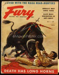 4e217 FURY magazine June 1955 wonderful art of matador fighting bull by Tom Beecham!