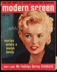 4e021 MODERN SCREEN magazine Nov 1956 Marilyn Monroe enters a Jewish family, portrait by Lowe!