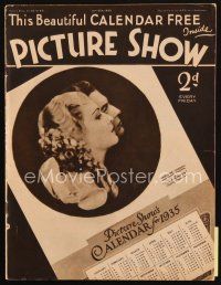 4e180 PICTURE SHOW English magazine January 5, 1935 calendar w/ Madeleine Carroll & Clive Brook!