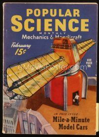 4e246 POPULAR SCIENCE magazine February 1940 cool artwork of wild machine, mile-a-minute cars!