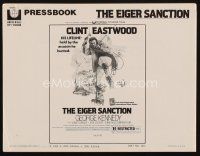 4e498 EIGER SANCTION pressbook '75 Clint Eastwood's lifeline was held by the assassin he hunted!