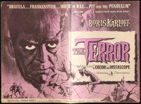 4e644 TERROR pressbook '63 art of Boris Karloff & girls in web by Reynold Brown, Roger Corman