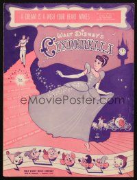 4e280 CINDERELLA sheet music '50 Walt Disney classic, A Dream is a Wish Your Heart Makes!