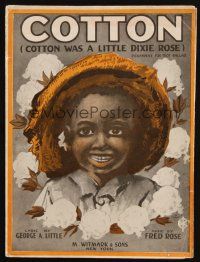 4e283 COTTON sheet music '20 Cotton Was a Little Dixie Rose, great Starmer artwork!