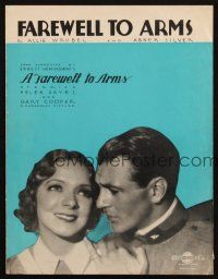 4e294 FAREWELL TO ARMS sheet music '32 Gary Cooper, Helen Hayes, Hemingway, the title song!