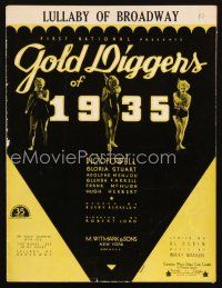4e302 GOLD DIGGERS OF 1935 sheet music '35 Busby Berkeley musical, Lullaby of Broadway!
