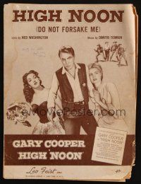 4e310 HIGH NOON sheet music '52 Gary Cooper, Grace Kelly, Katy Jurado, Do Not Forsake Me!