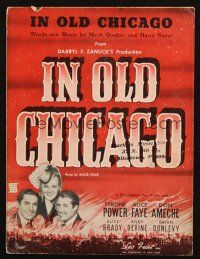 4e319 IN OLD CHICAGO sheet music '38 Tyrone Power, Alice Faye & Don Ameche, the title song!