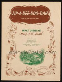 4e344 SONG OF THE SOUTH sheet music '46 Walt Disney, Br'er Rabbit & Br'er Bear, Zip-A-Dee-Doo-Dah!
