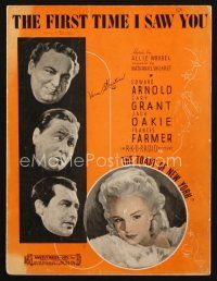 4e354 TOAST OF NEW YORK sheet music '37 art of Frances Farmer, The First Time I Saw You!
