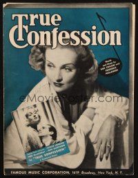 4e356 TRUE CONFESSION sheet music '37 c/u of Carole Lombard, Fred MacMurray, the title song!