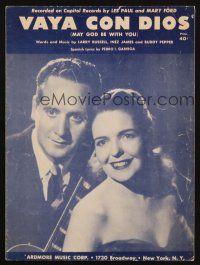 4e359 VAYA CON DIOS sheet music '53 May God Be With You, great portrait of Les Paul & Mary Ford!