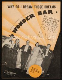 4e361 WONDER BAR sheet music '34 Al Jolson, Kay Francis, Dick Powell, Why Do I Dream Those Dreams!