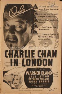 4e379 CHARLIE CHAN IN LONDON pressbook '34 great images of Asian detective Warner Oland!