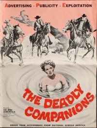 4e484 DEADLY COMPANIONS pressbook '61 first Sam Peckinpah, sexy Maureen O'Hara caught swimming!