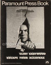 4e502 ESCAPE FROM ALCATRAZ pressbook '79 cool artwork of Clint Eastwood busting out by Lettick!