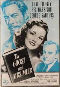 4e390 GHOST & MRS. MUIR pressbook '47 art of Gene Tierney, Rex Harrison & George Sanders!