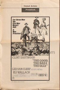 4e521 GOOD, THE BAD & THE UGLY pressbook '68 Clint Eastwood, Lee Van Cleef, Sergio Leone, cool art!