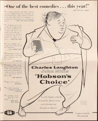 4e531 HOBSON'S CHOICE pressbook '54 David Lean, great Al Hirschfeld art of Charles Laughton!