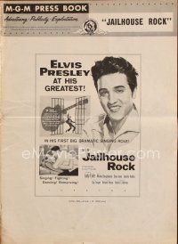 4e541 JAILHOUSE ROCK pressbook '57 classic artwork of rock & roll king Elvis Presley!