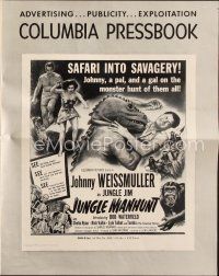 4e545 JUNGLE MANHUNT pressbook '51 Johnny Weissmuller as Jungle Jim, safari into savagery!